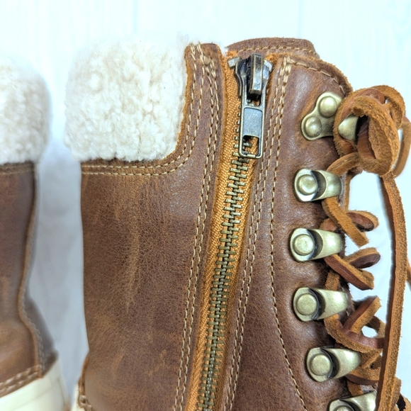 Sperry Tall Saltwater Duckboots Women's Size 6 Top Sider Brown Leather and Cream - Picture 4 of 14